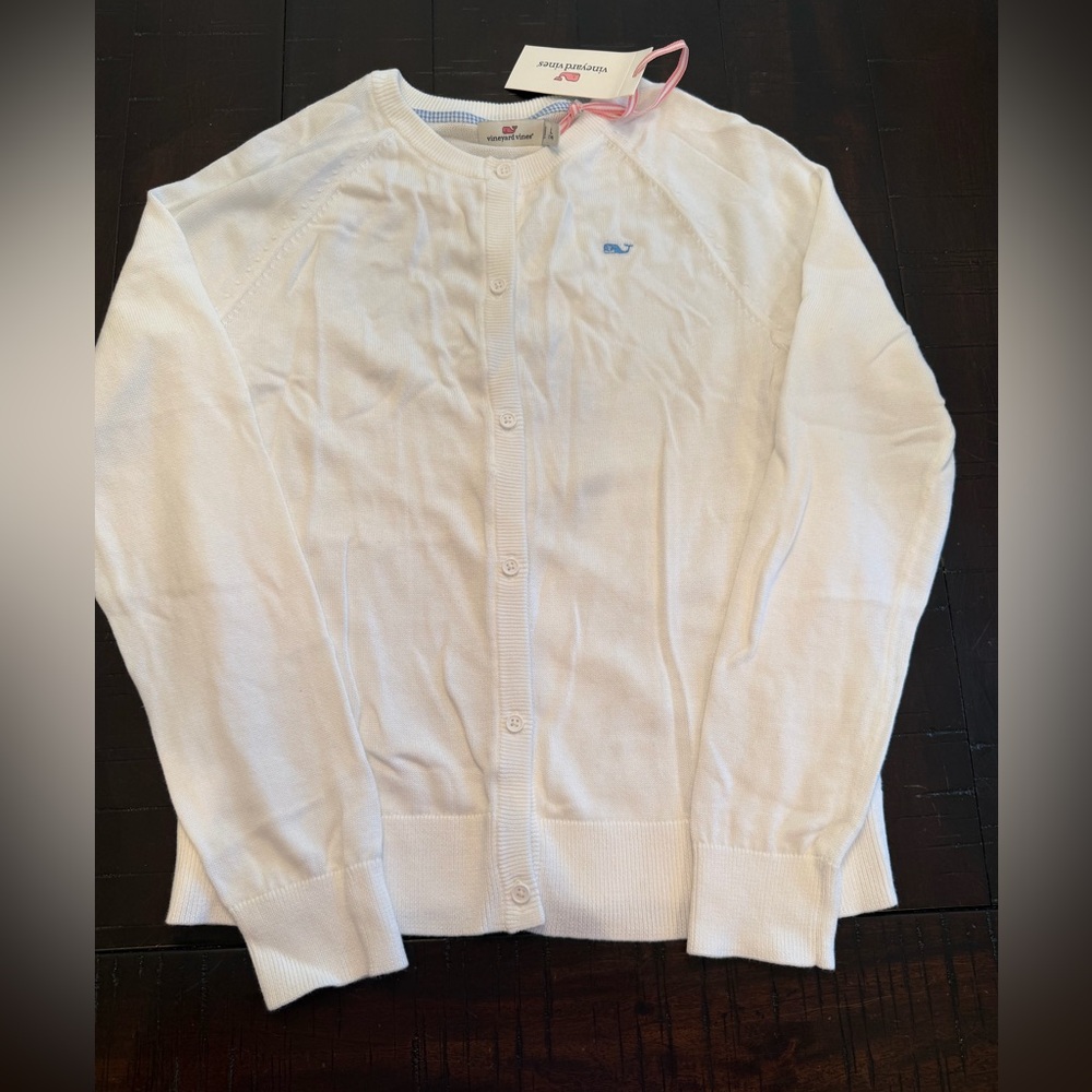 NWT Vineyard Vines Girl’s White Button Cardigan LG / 14